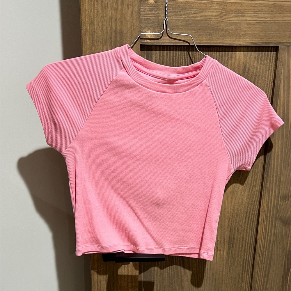 Aerie Soft Pink Ribbed Tee